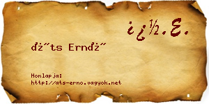 Áts Ernő névjegykártya